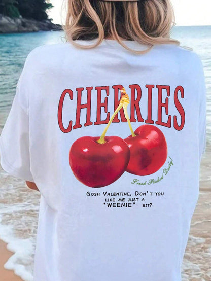 T-shirt cerises Cosh Valentine, vêtements décontractés d’été.