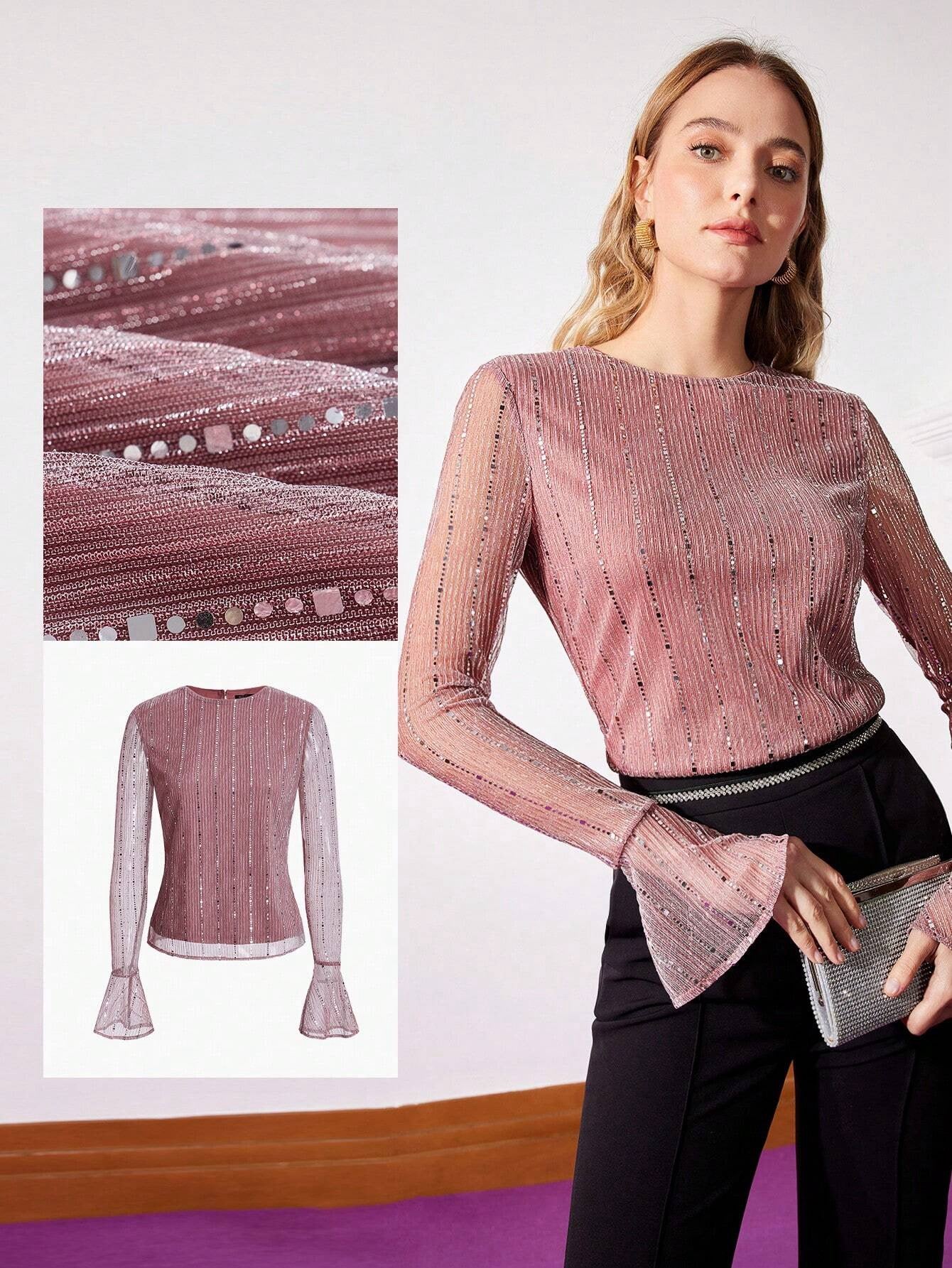 Blouse en maille à paillettes