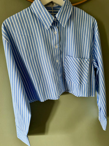 Short sleeve long sleeve striped shirt