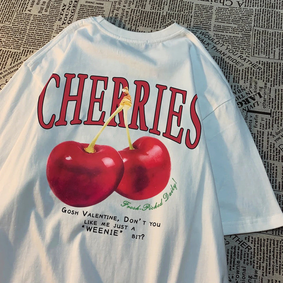 Cosh Valentine cherries t-shirt, summer casual clothing.