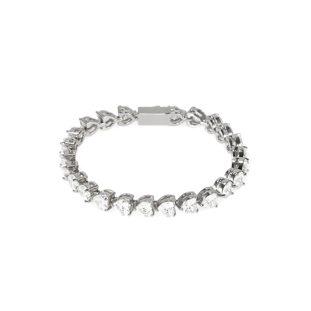 Bracelet avec pierres de zircone, plaqué or 18 carats