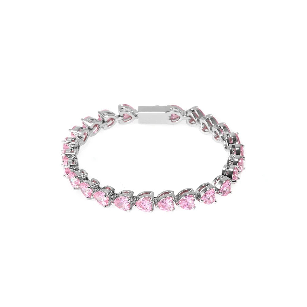 Bracelet avec pierres de zircone, plaqué or 18 carats