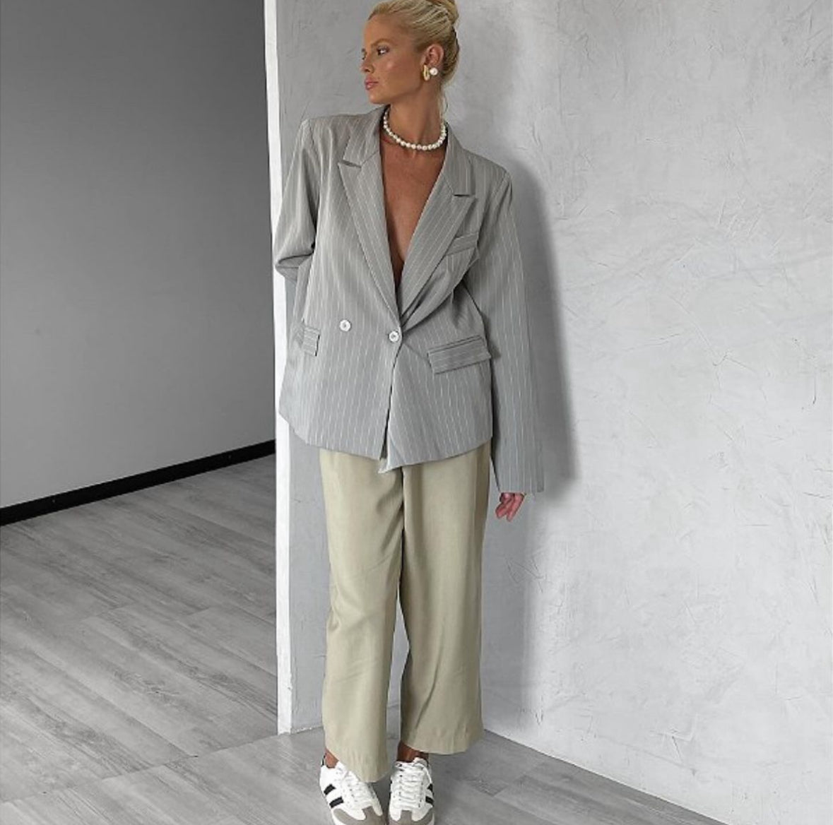 Blazer gris clair ligné